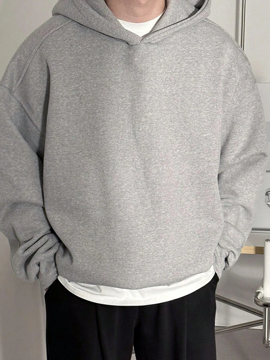 DAZY Men's Solid Color Casual Hoodie,Fall Clothes - Light Grey - View 1
