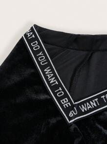 SHEIN ICON Große Größe Kleid mit fusselig Manschette, eckigem Ausschnitt, Samt