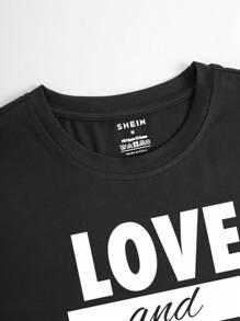 Men's Slogan Printed T-shirt - Black - View 3