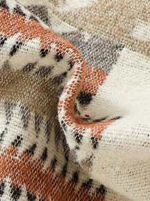 Baby Boy Geo Print Dual Pocket Overcoat & Scarf Without Sweater - Multicolor - View 7