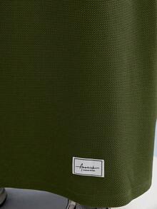 Mulvari Letter Patched Drawstring Hooded Sweatshirt Dress - Army Green - View 7