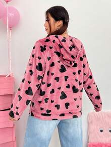 SHEIN EZwear Áo nỉ cỡ lớn với họa tiết trái tim - Nhiều màu - Xem 2