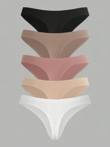 Tanga Para Mujeres De Color Sólido (conjunto De 5 Piezas) - Multicolor - Ver 10