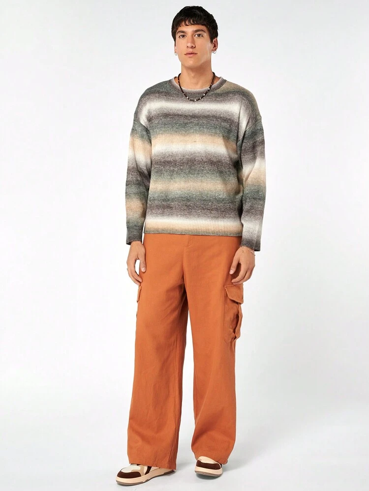 Loose Fit Men's Space Dye Drop Shoulder Sweater