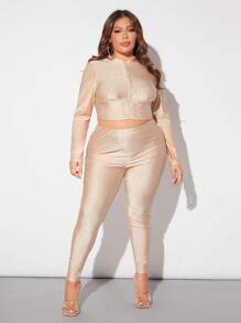 SHEIN SXY Haut Court Et Leggings Avec Détails En Strass Pour Le Nouvel An