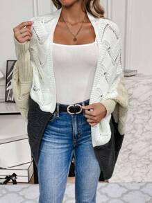 SHEIN LUNE Cárdigan De Manga Murciélago Con Bloques De Color - Multicolor - Ver 5