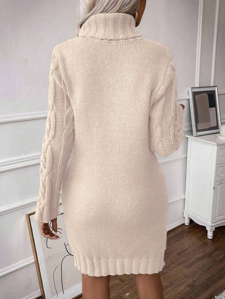 Solid Color Turtleneck Sweater Dress Fall Winter Cloth For Women