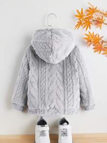 SHEIN 男童纯色泰迪熊卫衣 - 灰色 - 查看 2