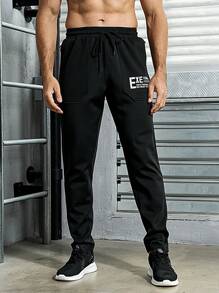 Manfinity Sport Corelite Quần thể thao nam thiết kế dây rút có in chữ Boyfriend Style - màu đen - Xem 4