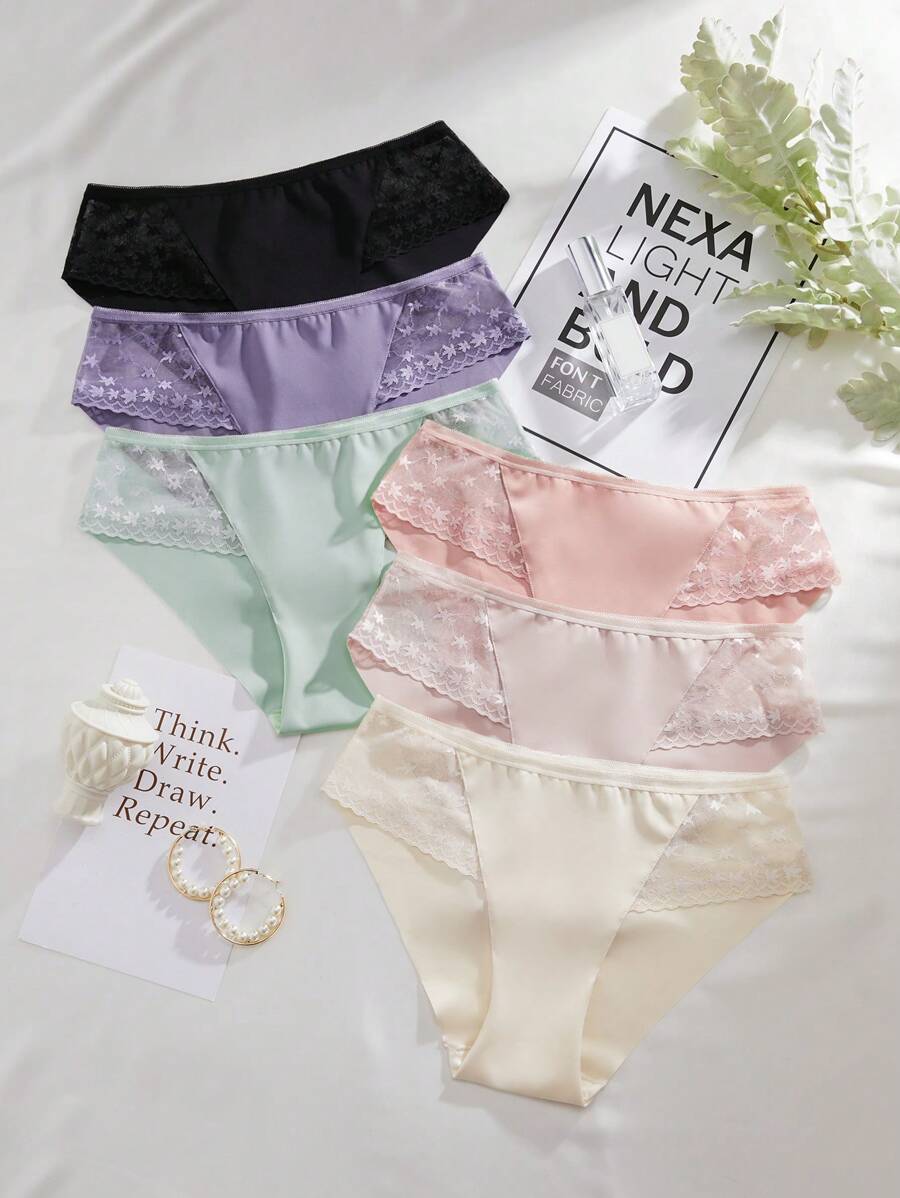 5pcs/set Women's Lace Patchwork Triangle Panties - Multicolor - View 1