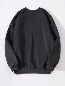 SHEIN Unity 女士文字刺繡下坡肩圓領長袖運動衫 - 灰色 - 查看 2