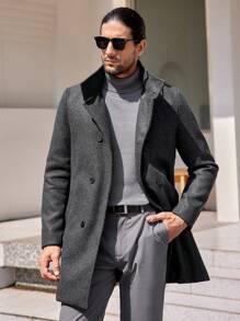 Manfinity VCAY Men's Front Button Long Sleeve Pocket Casual Jacket - Dark Grey - View 1