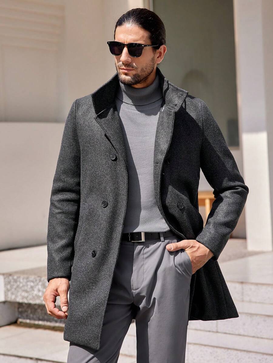 Manfinity VCAY Men's Front Button Long Sleeve Pocket Casual Jacket - Dark Grey - View 1