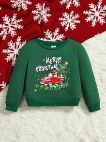 Baby Boy Christmas Print Sweatshirt - Green - View 4