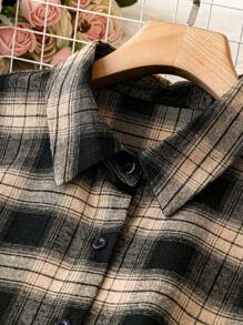 SHEIN CURVE+ Plus Size Women's Plaid Shirt - Multicolor - View 3