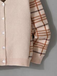 Teenagers' Casual Plaid Print Cardigan