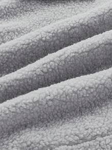 SHEIN Maternity Drop Shoulder Flap Pocket Teddy Coat, For Winter - Grey - View 5