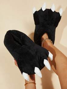 搞笑恐龍爪家居拖鞋,女性聖誕禮品,新奇的濃烈香調防滑拖鞋 - 黑色 - 查看 2