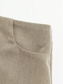 SHEIN EZwear 净色直筒裙 - 卡其色 - 查看 3