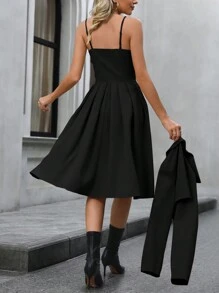 SHEIN LUNE 連結開襟衫和裙子套裝 - 黑色 - 查看 2