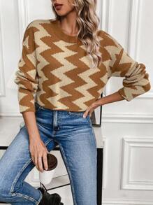 Chiquease 女性鋸齒紋圖案套頭毛衣 - 彩色 - 查看 6