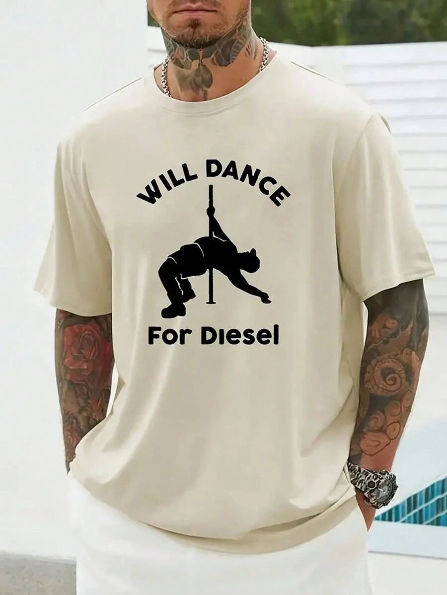 Men's Plus Size Letter Printed T-shirt - Apricot - View 1