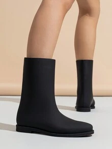 女性小腿中部雨鞋日式風防滑防水公主鞋軟橡膠戶外靴子 - 黑色 - 查看 3