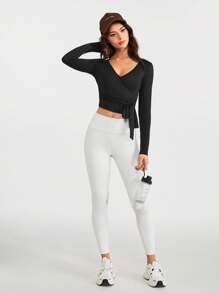 Daily&Casual Solid Knot Side Sports Tee - Black - View 4