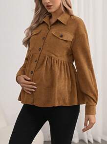 SHEIN 孕婦垂肩娃娃襯衫 - 鏽棕色 - 查看 6