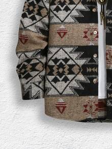 Manfinity Homme Casual Loose Fit Men's Geo Printed Overcoat (T-Shirt Not Included) - Grey - View 4