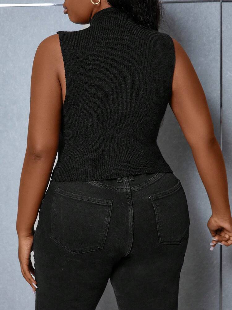 Plus Chain Lace Up Front Knit Top
