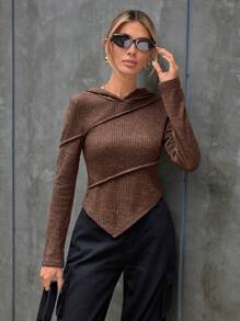 SHEIN Essnce 女性t恤 - 咖啡棕 - 查看 4