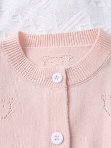 Chaqueta de punto con botones para niñas bebé - Rosa - Ver 5
