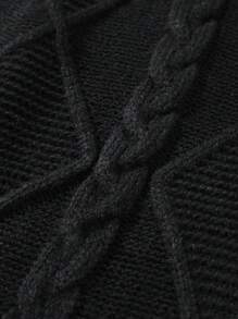 Aesthetic Post 男士V領扭結針織背心 - 黑色 - 查看 5