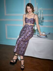 Alice McCall 设计师全印花短款吊带背心，适合夏季、假日、度假、外出、节庆、伊比沙岛 - 彩色 - 查看 6