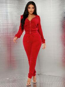 SHEIN SXY Sang trọng Thể thao Giản dị Quần , Đỏ  Của phụ nữ Dài Vừa sát người Quần thể thao Đối với Thời gian rảnh rỗi Và Nhà - Đỏ - Xem 6