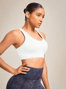 SHEIN Sports 女式運動賽車背心 - 白色 - 查看 6