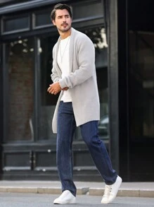 Manfinity Homme 男士羊毛針織開襟毛衣 - 杏色 - 查看 1