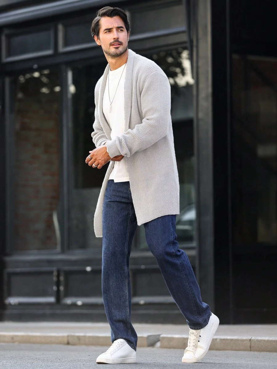 Manfinity Homme 男士羊毛針織開襟毛衣 - 杏色 - 查看 1