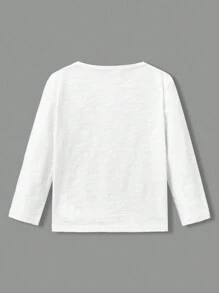 Young Boy Casual Comfortable Button-Up Solid Color Long Sleeve T-Shirt - Multicolor - View 3