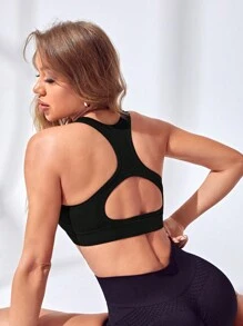 Yoga Basic Seamless Backless Sports Bra - Black - View 3
