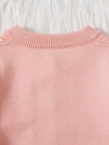 Đứa bé gái Viền Ruffle Xoắn Dan Áo len Mở - Màu Hồng  San hô - Xem 5