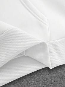 Áo hoodie in họa tiết bướm và chữ có lót nhiệt cho nam - trắng - Xem 5