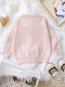 Chaqueta de punto con botones para niñas bebé - Rosa - Ver 2
