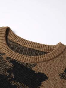 Manfinity Hypemode Loose Fit Men's Bear Pattern Round Neck Sweater - Brown - View 6