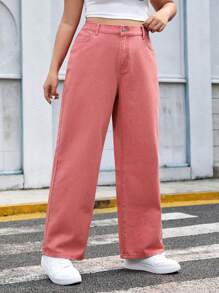 SHEIN EZwear 大碼牛仔褲 - 粉色 - 查看 4