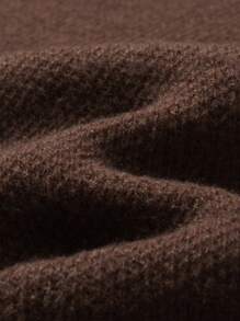 Aesthetic Post 男士字母落肩毛衣、男士棕色毛衣、男士图案毛衣、棕色针织毛衣、男士图案印花毛衣、男士针织衫 - 咖啡棕 - 查看 6