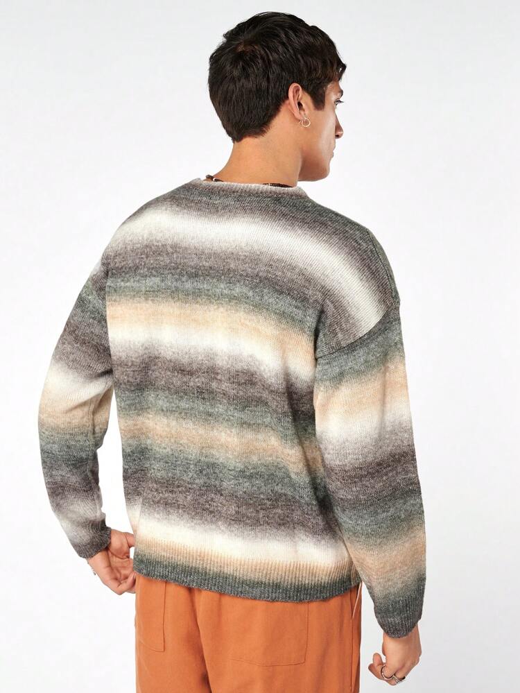 Loose Fit Men's Space Dye Drop Shoulder Sweater