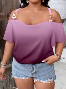 Calvaya 大尺碼漸變上衣 - 紫色 - 查看 3