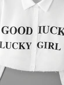 SHEIN Unity Slogan Graphic Drop Shoulder Shirt - White - View 5